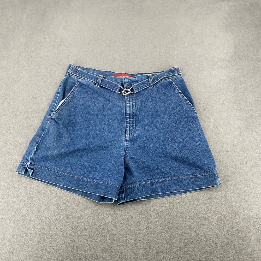 Gloria Vanderbilt Womens Blue Denim Shorts Double Hook Closure Size 14